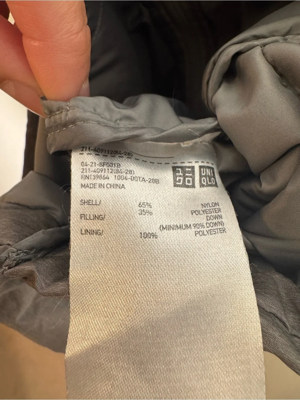 UNIQLO Ultra Light Down Jacket Gray Puffer 409112 XXS